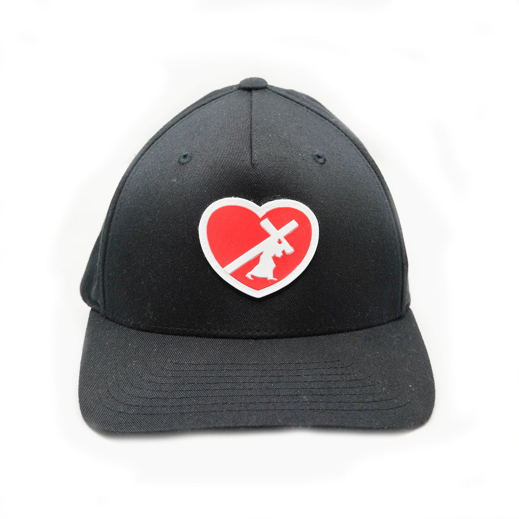 BLACK HEART LOGO FITTED HAT