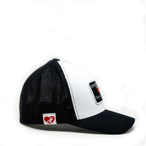 BLACK, WHITE PATCH FITTED HAT