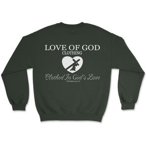 HEART SWEATSHIRT FOREST GREEN