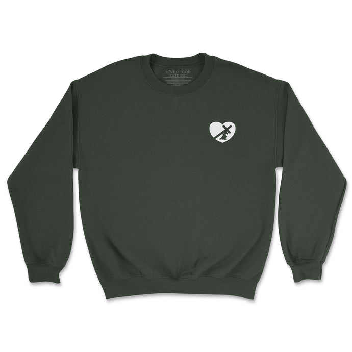 HEART SWEATSHIRT FOREST GREEN