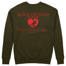 Load image into Gallery viewer, HEART CREWNECK SWEATSHIRT RED LOGO (5 COLOR OPTIONS)