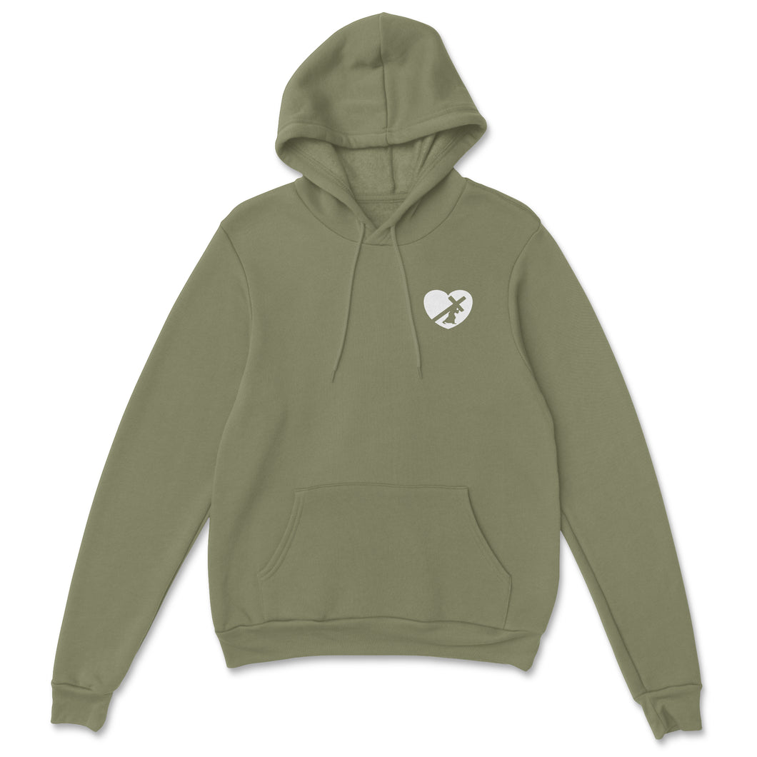 HEART  HOODIE OLIVE