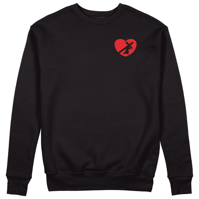 HEART CREWNECK SWEATSHIRT RED LOGO (5 COLOR OPTIONS)